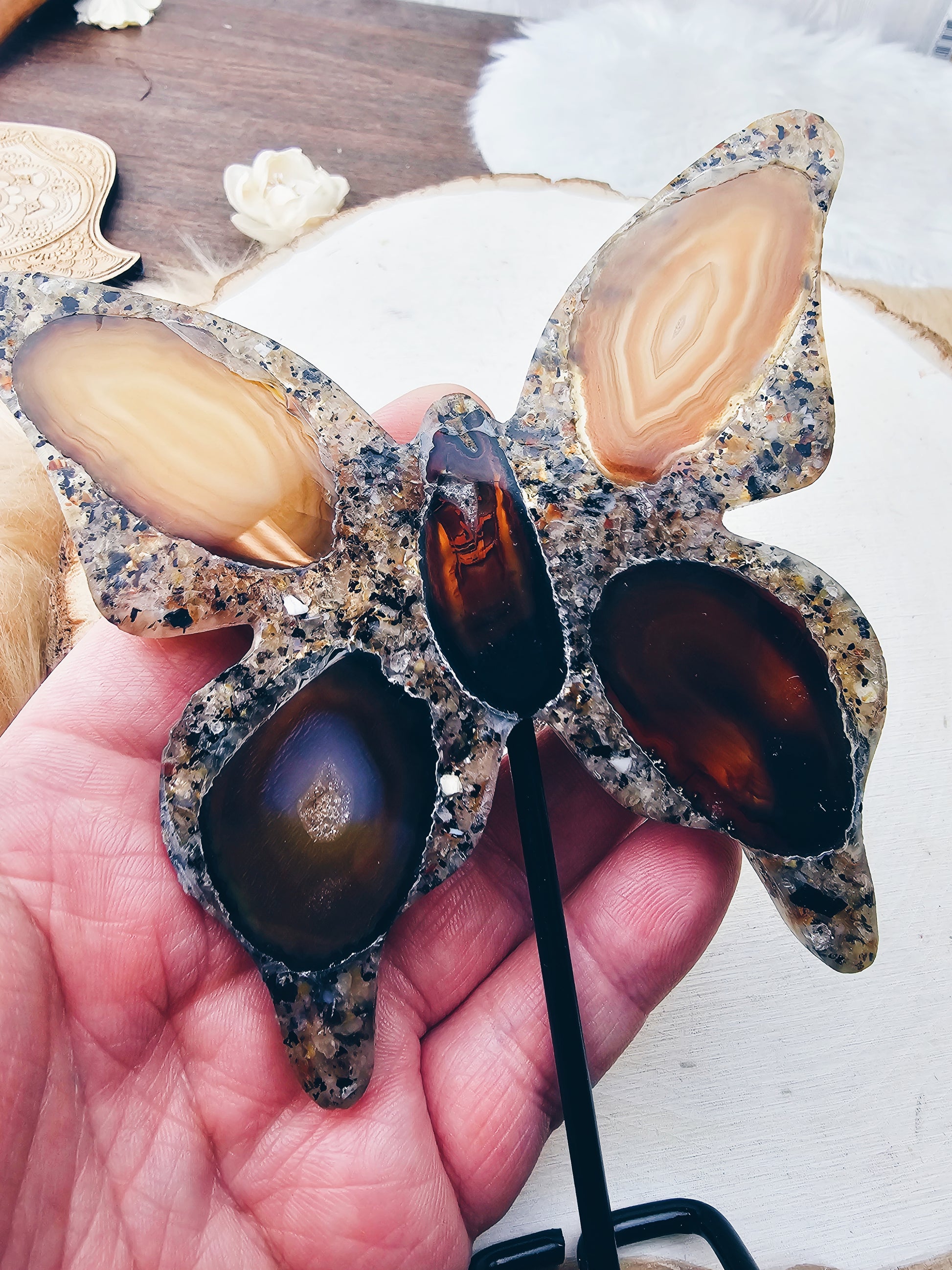 Agate in Resin Standing Butterfly - Sacramento Crystal Co.
