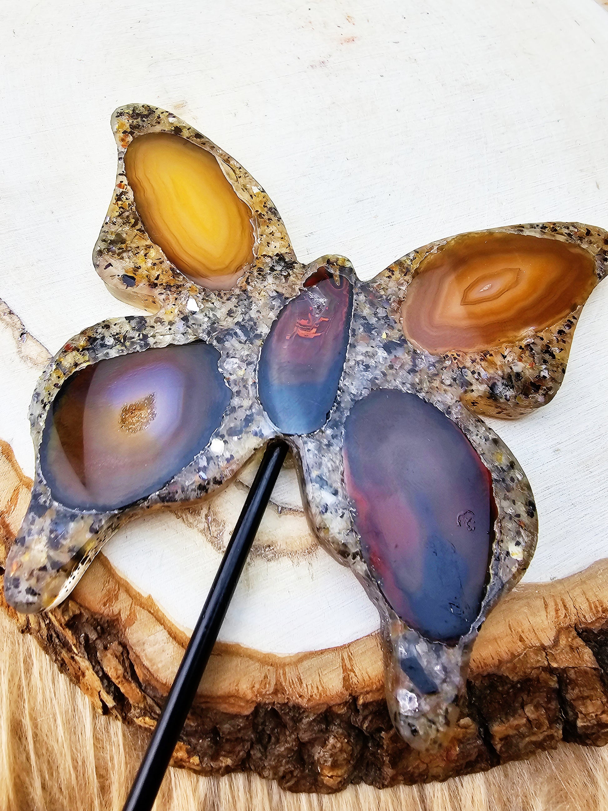 Agate in Resin Standing Butterfly - Sacramento Crystal Co.