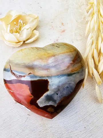 Polychrome Jasper Heart Lg - Sacramento Crystal Co.