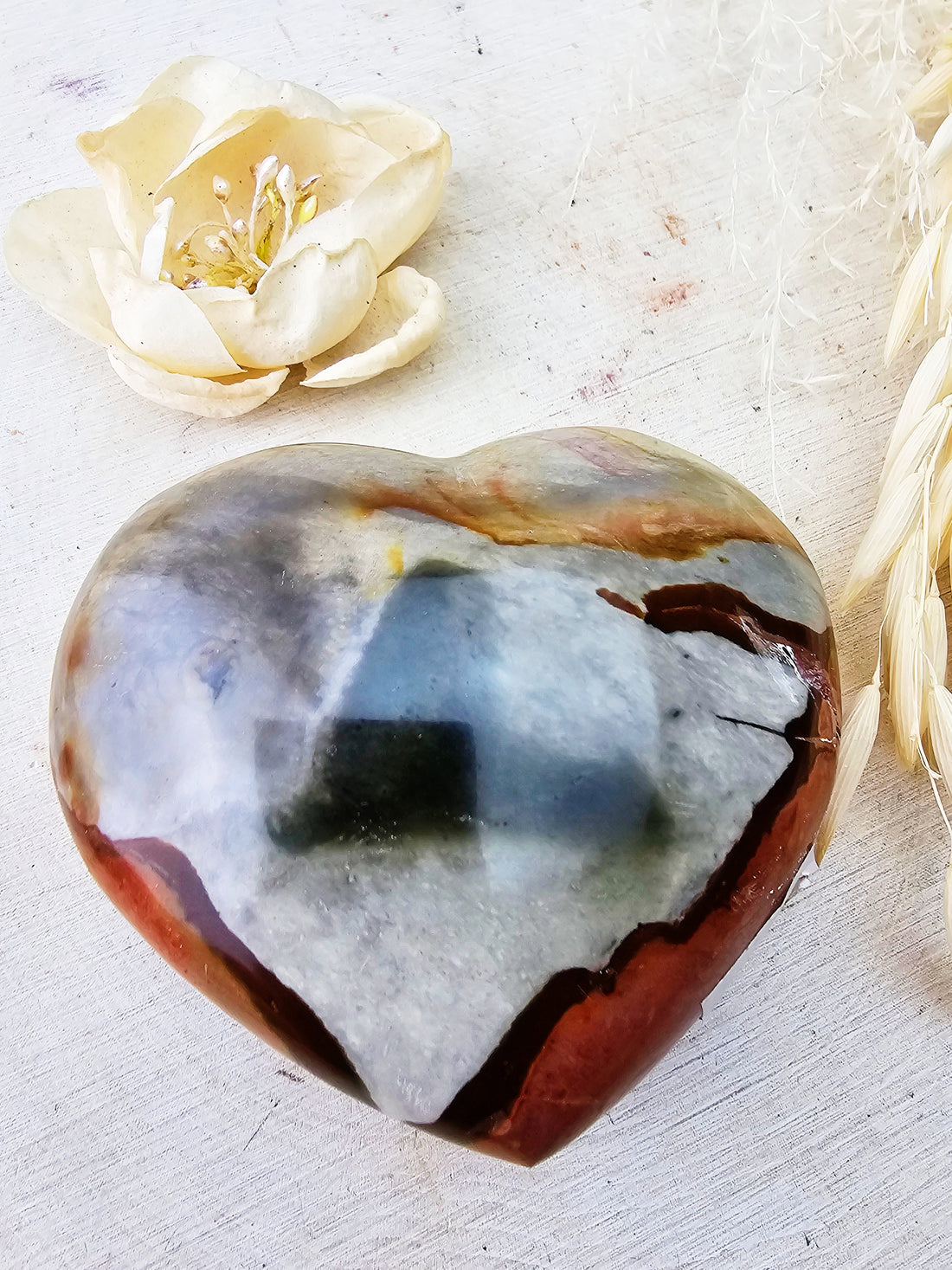 Polychrome Jasper Heart Lg - Sacramento Crystal Co.
