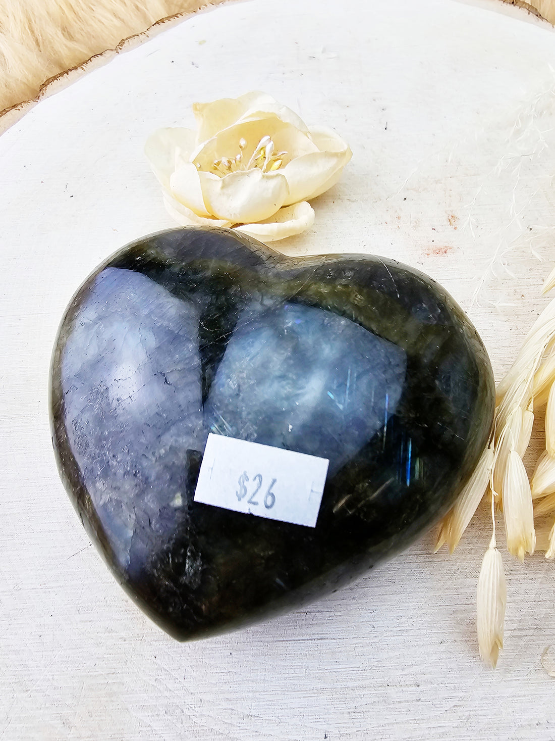 Labradorite Heart Lg - Sacramento Crystal Co.