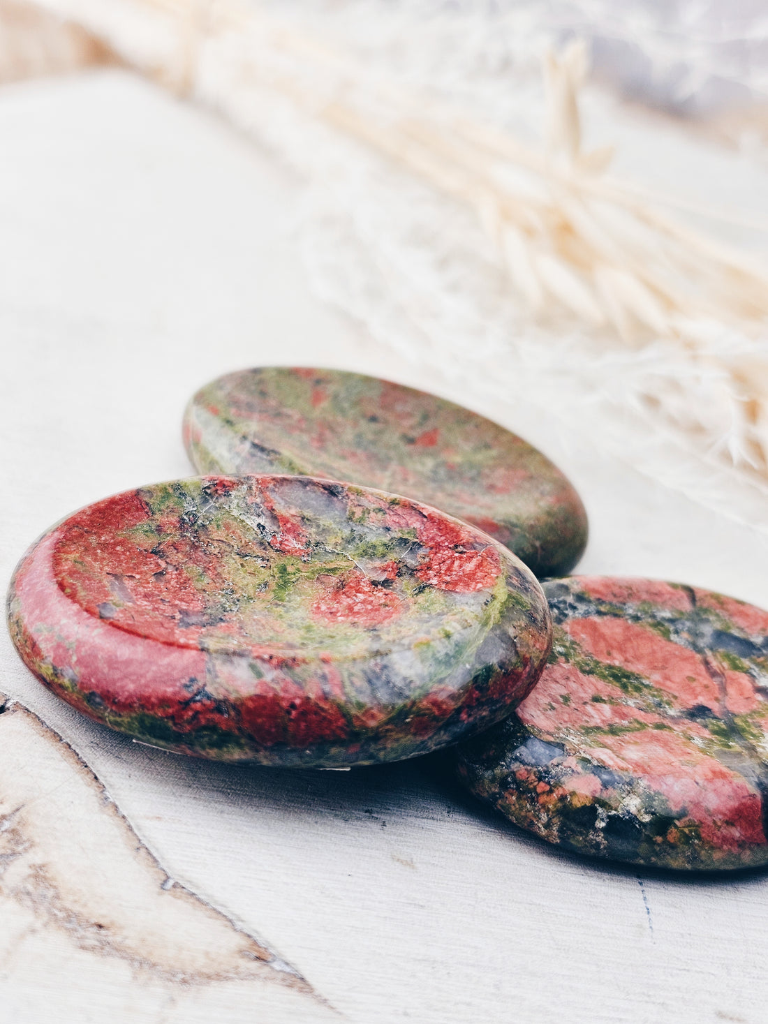 Unakite Worry Palm Stone - Sacramento Crystal Co.