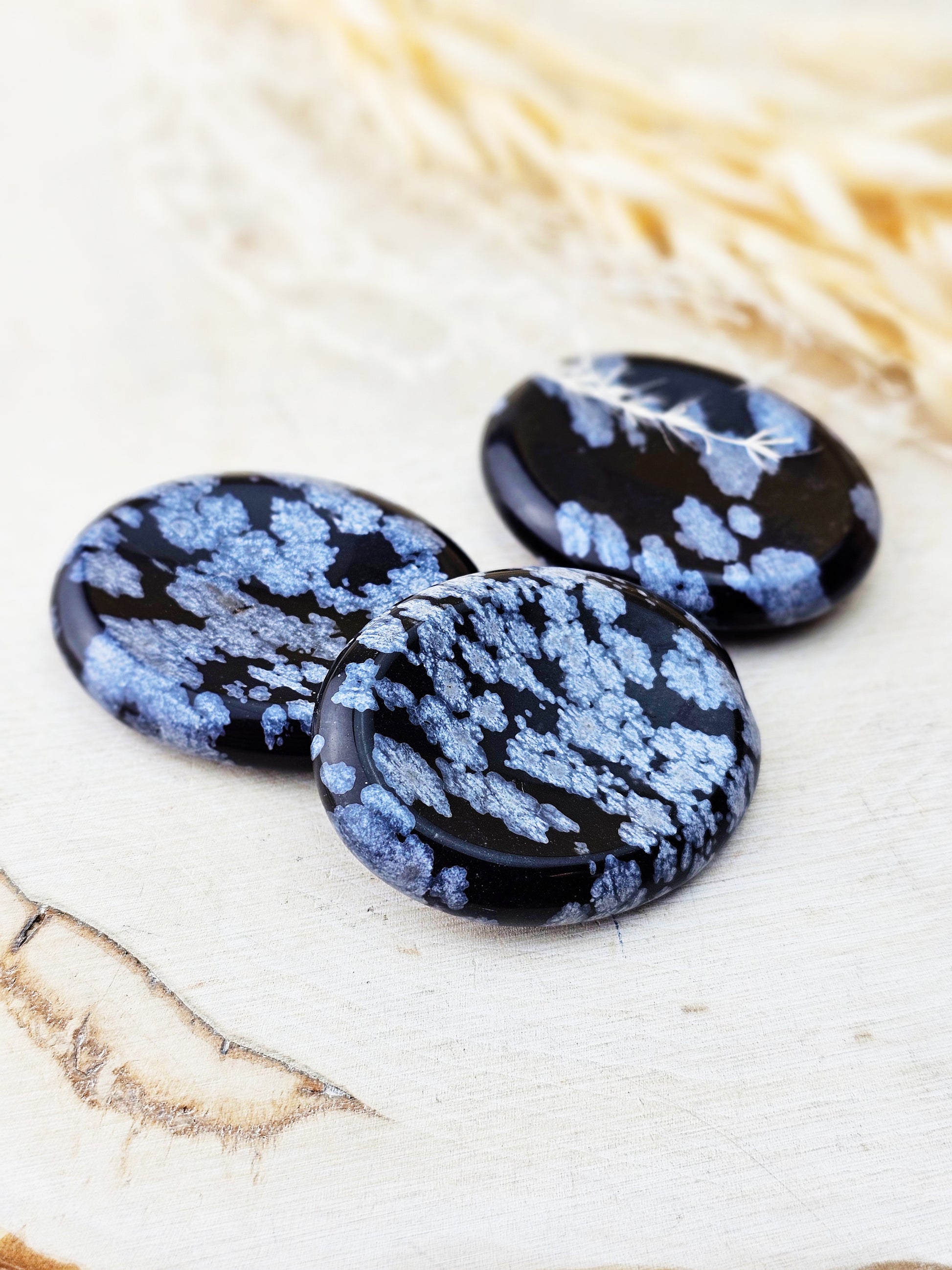 Snowflake Obsidian Worry Palm Stone - Sacramento Crystal Co.