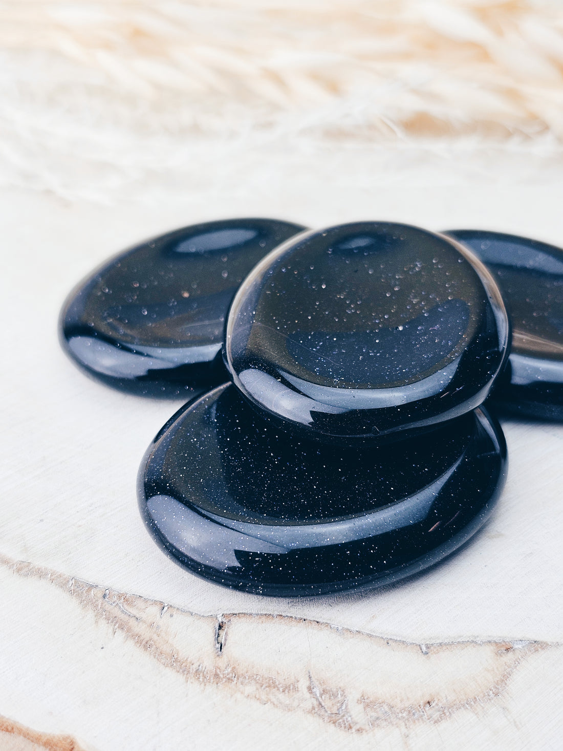 Blue Goldstone Worry Palm Stone - Sacramento Crystal Co.