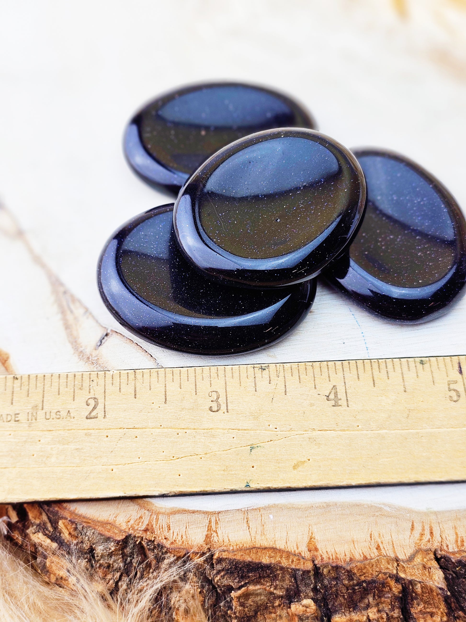 Blue Goldstone Worry Palm Stone - Sacramento Crystal Co.