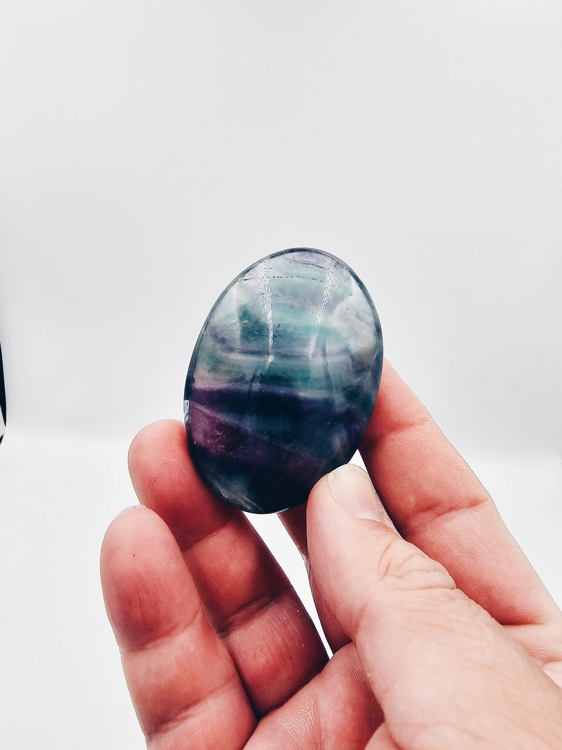 Fluorite Palm Stone A 2.5" Long - Sacramento Crystal Co.