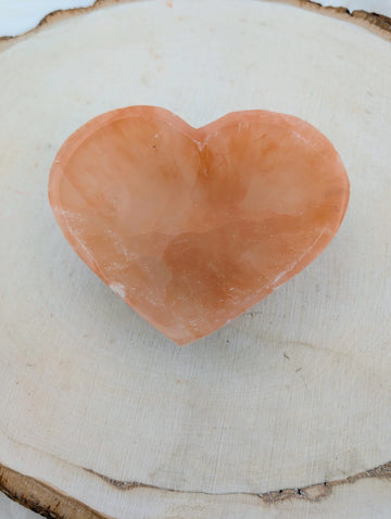 Heart Shaped Peach Selenite Cleansing Bowl *PREMIUM*