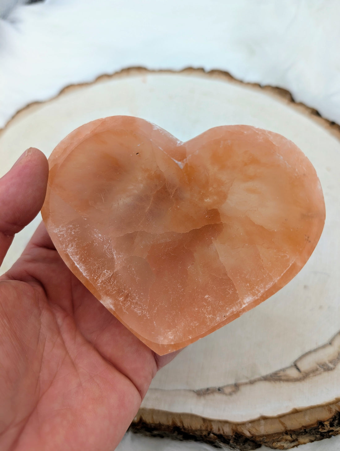 Heart Shaped Peach Selenite Cleansing Bowl *PREMIUM*