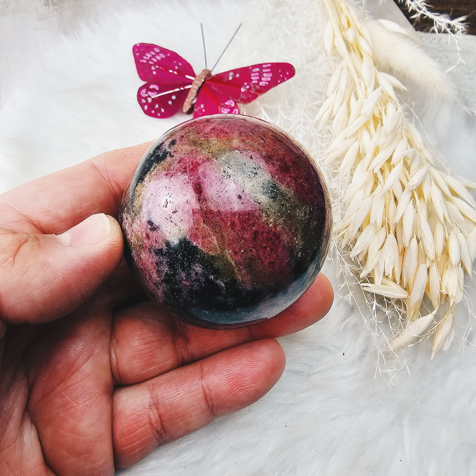 Rhodonite Lg Sphere - The Bead N Crystal & Enclave Gems