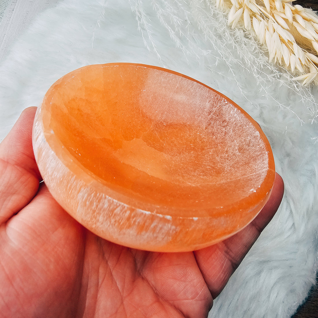 Peach Selenite Cleansing Bowl *PREMIUM* - The Bead N Crystal & Enclave Gems