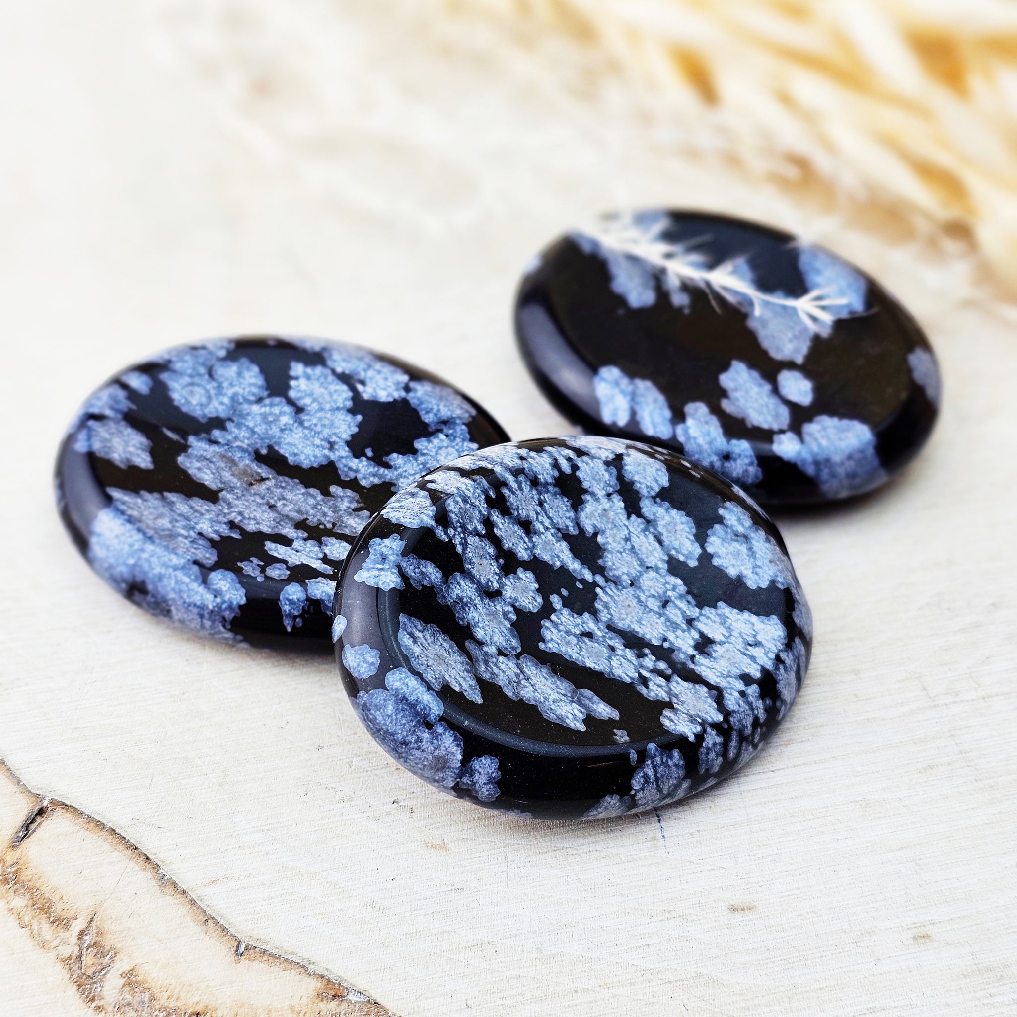 Snowflake Obsidian Worry Palm Stone