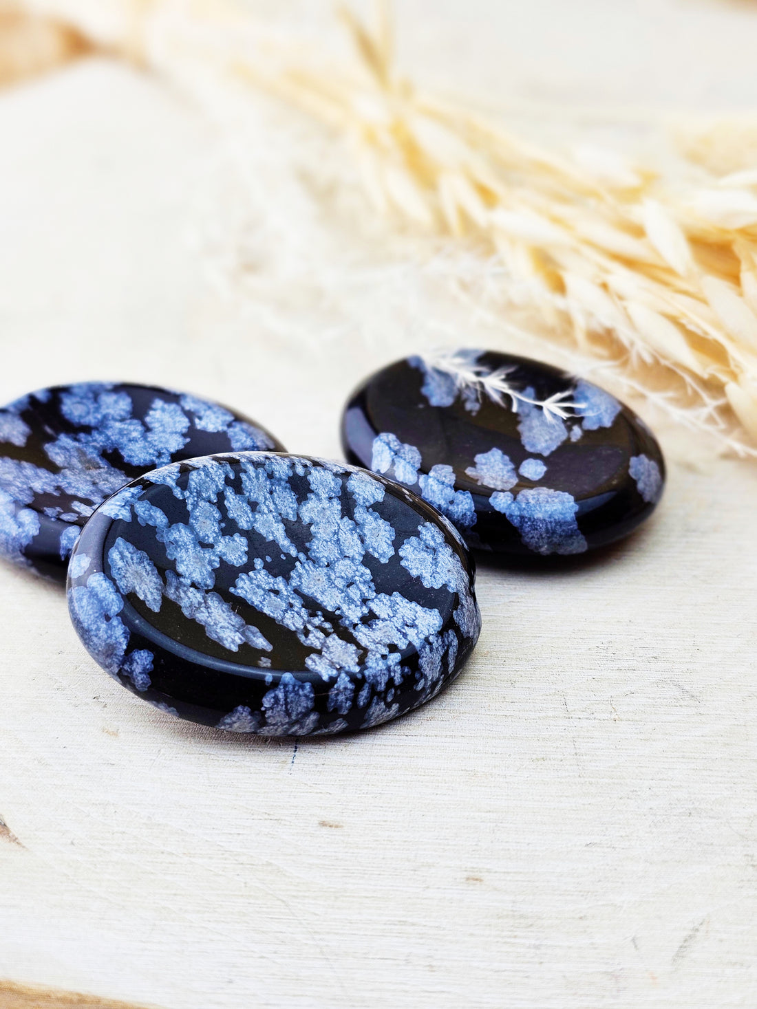 Snowflake Obsidian Worry Palm Stone