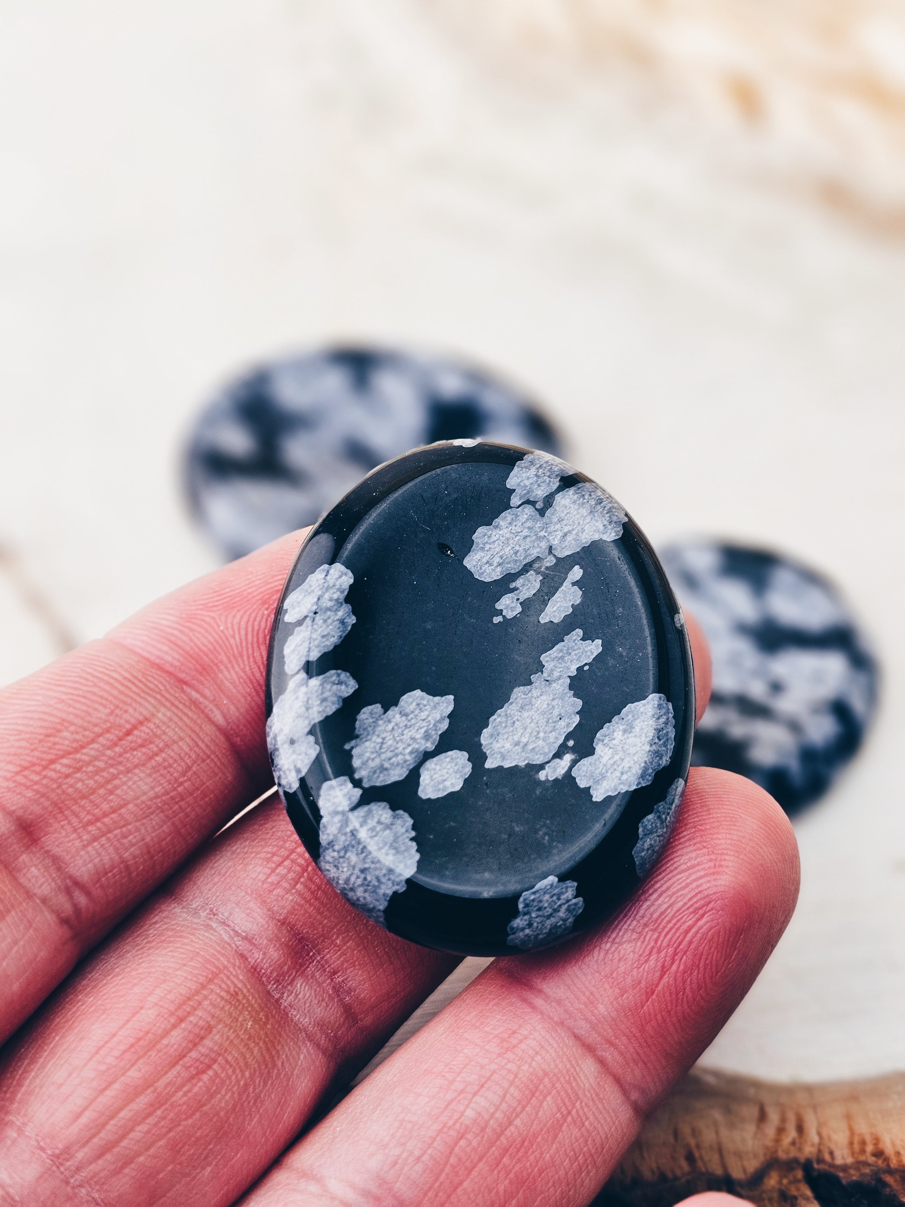 Snowflake Obsidian Worry Palm Stone