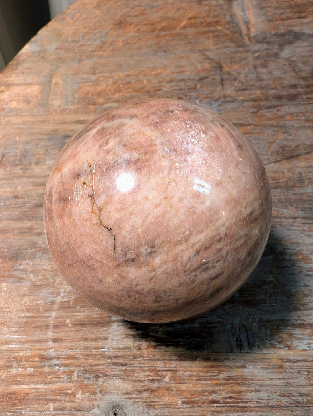 Peach Moonstone Lg Sphere - Dreamy Hues