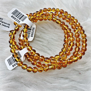 Amber Stretch Bracelet 6 mm - The Bead N Crystal & Enclave Gems