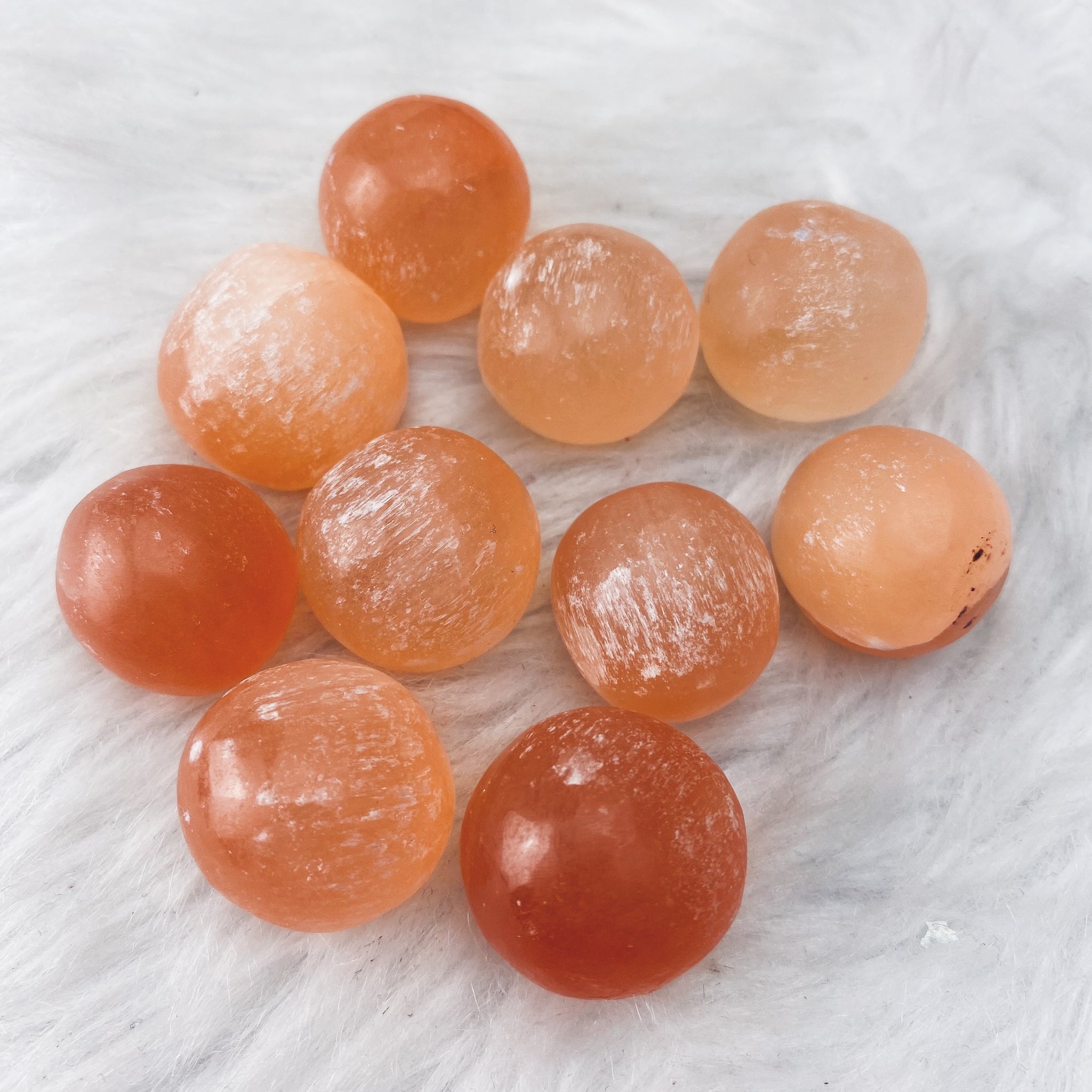 Peach Selenite Spheres Sm - The Bead N Crystal & Enclave Gems