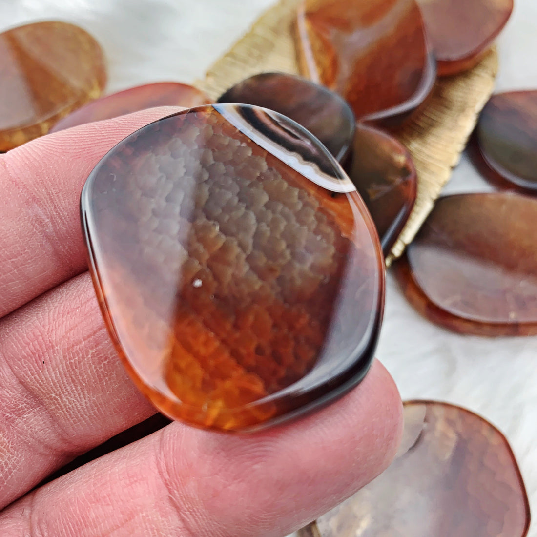 Fire Agate Palm Stone (847) - The Bead Shoppe