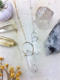 Kendall Necklace - Natural Crystal Quartz Drop 14k Gold Filled Hoop and Chain - The Bead N Crystal & Enclave Gems