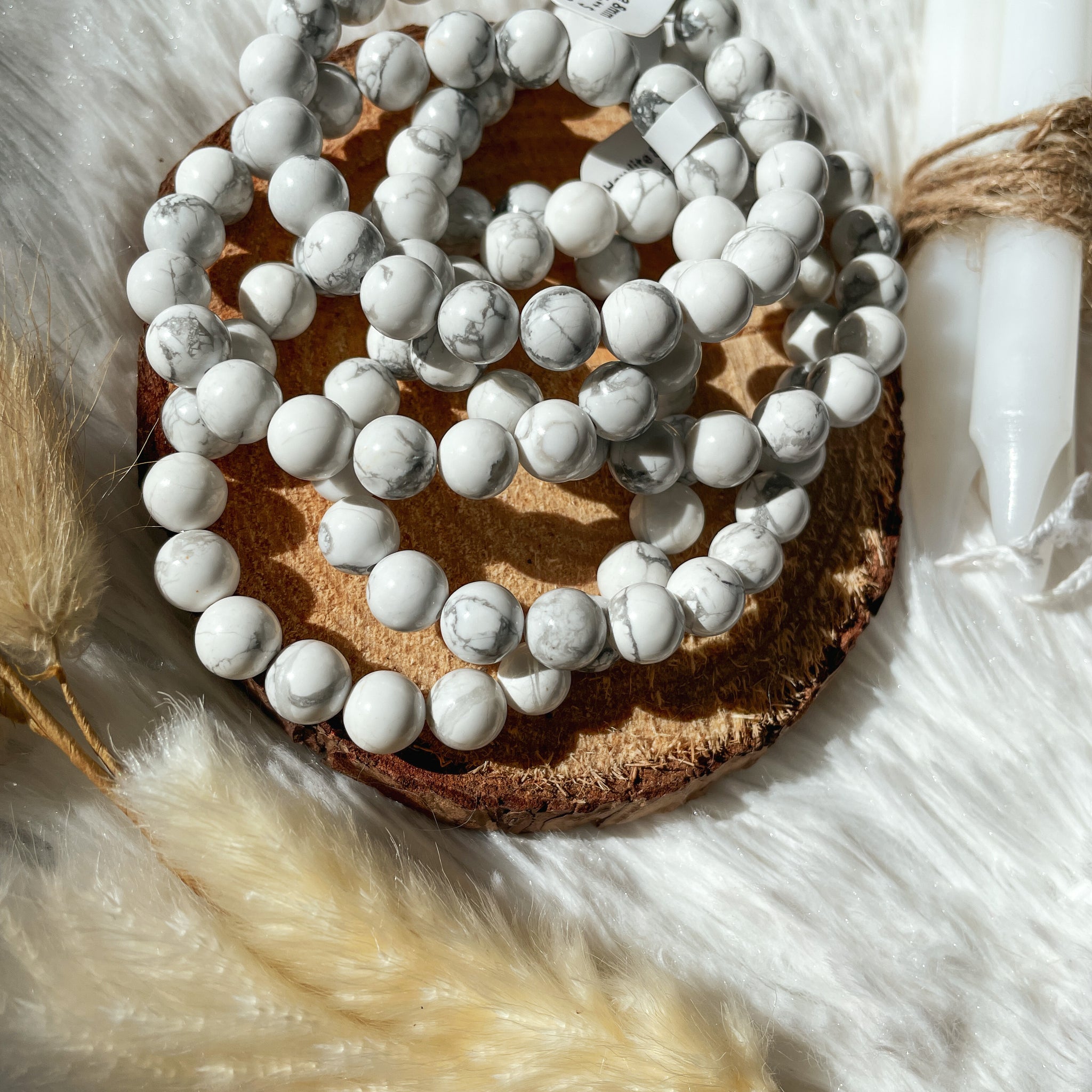 Howlite Stretch Bracelet 8 mm - The Bead N Crystal & Enclave Gems