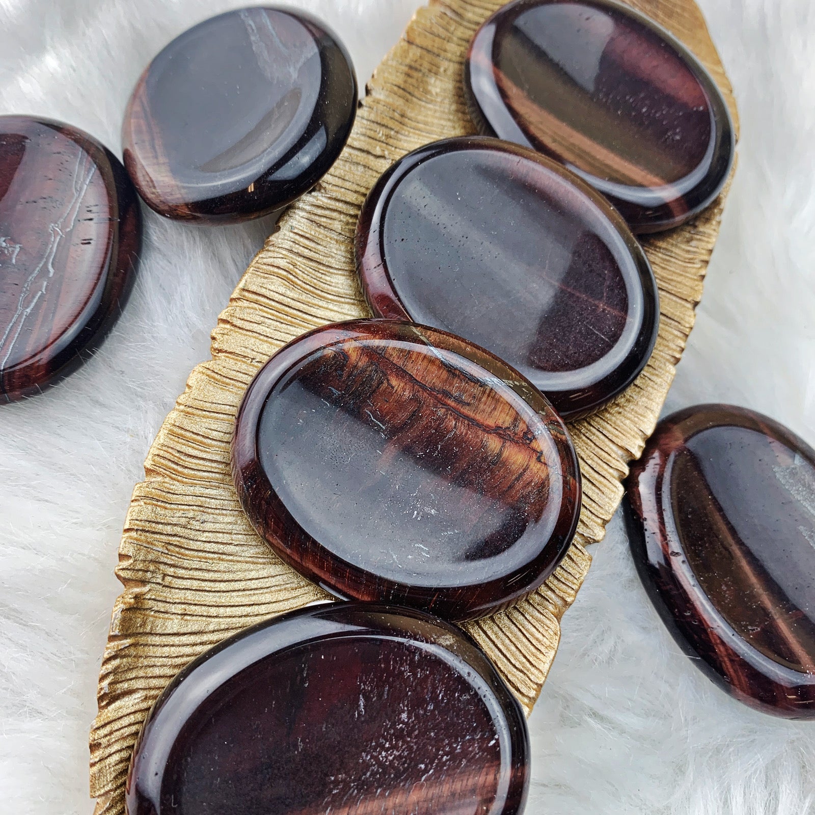 Red Tiger's Eye Worry Stone Palm Stone (801) - The Bead N Crystal & Enclave Gems