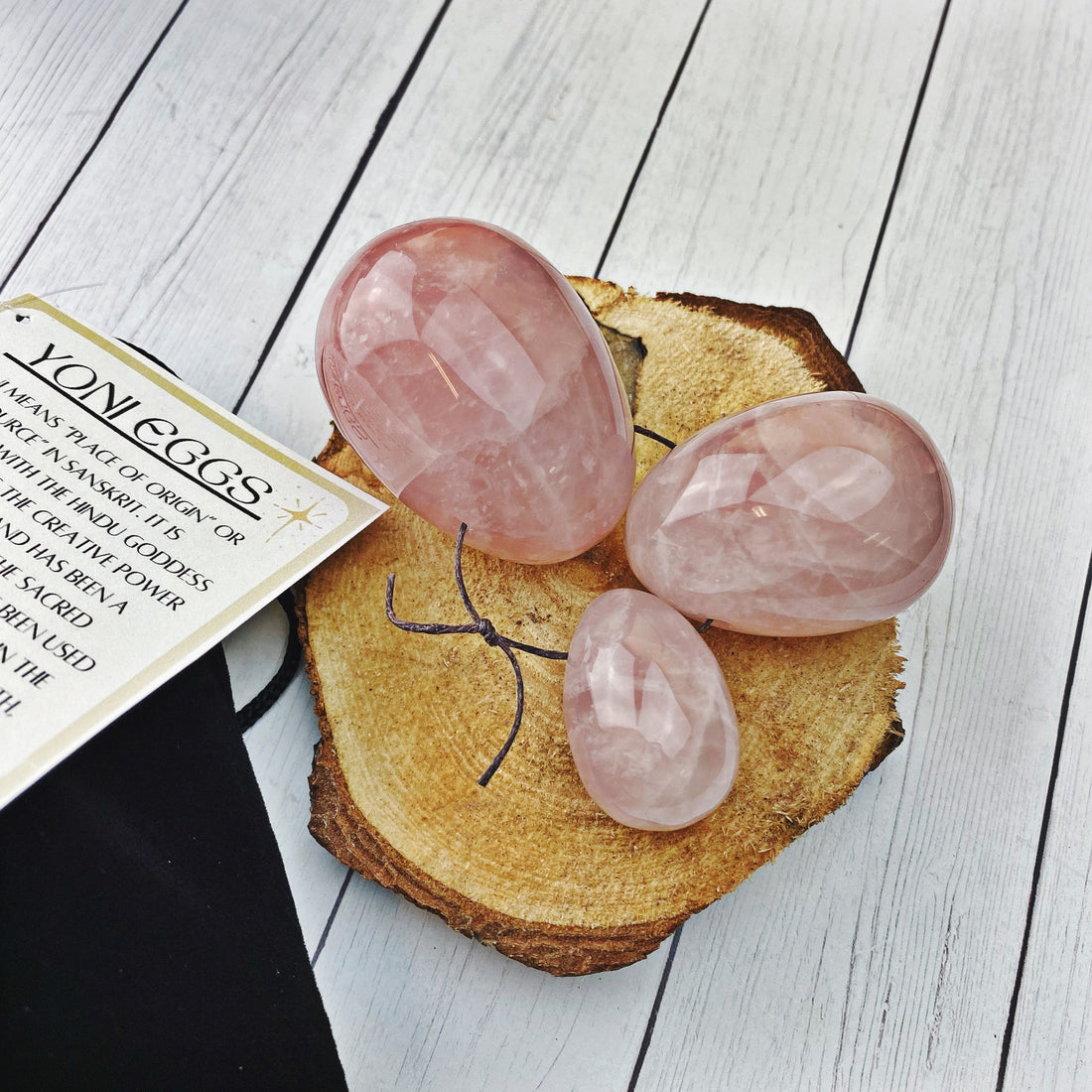 Rose Quartz Yoni Egg Set of 3 (66) - The Bead N Crystal & Enclave Gems