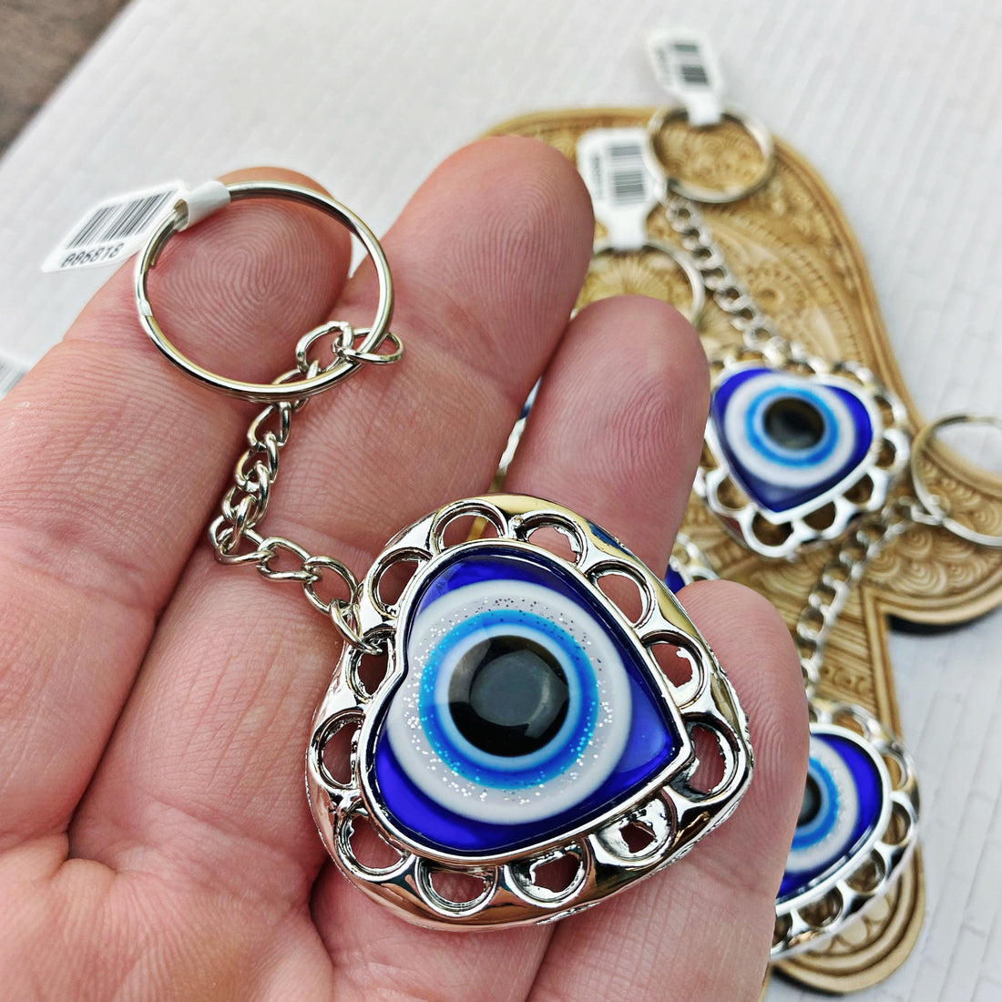 Evil Eye Heart Keychain - The Bead N Crystal & Enclave Gems