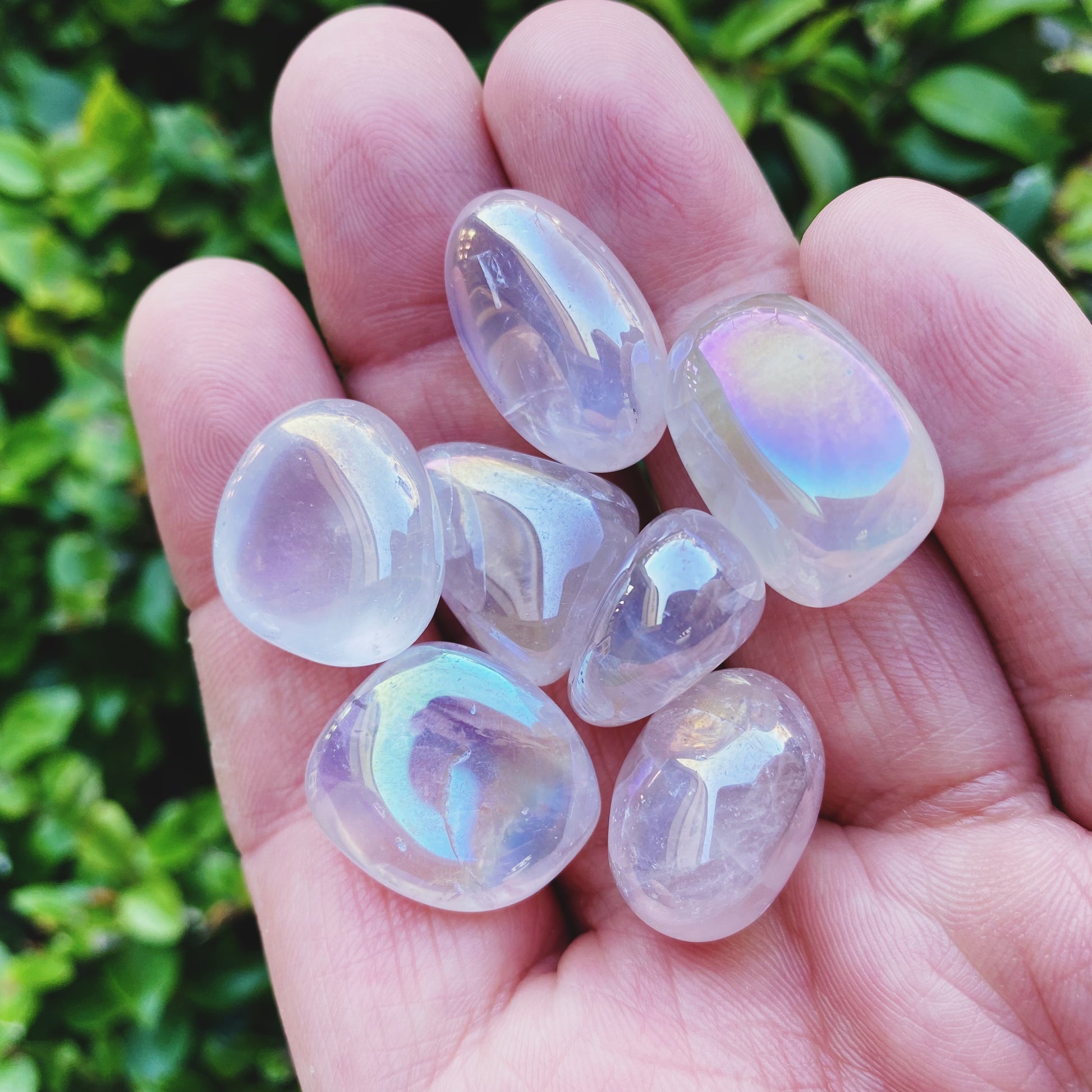 Aura Rose Quartz Tumbles - The Bead N Crystal & Enclave Gems