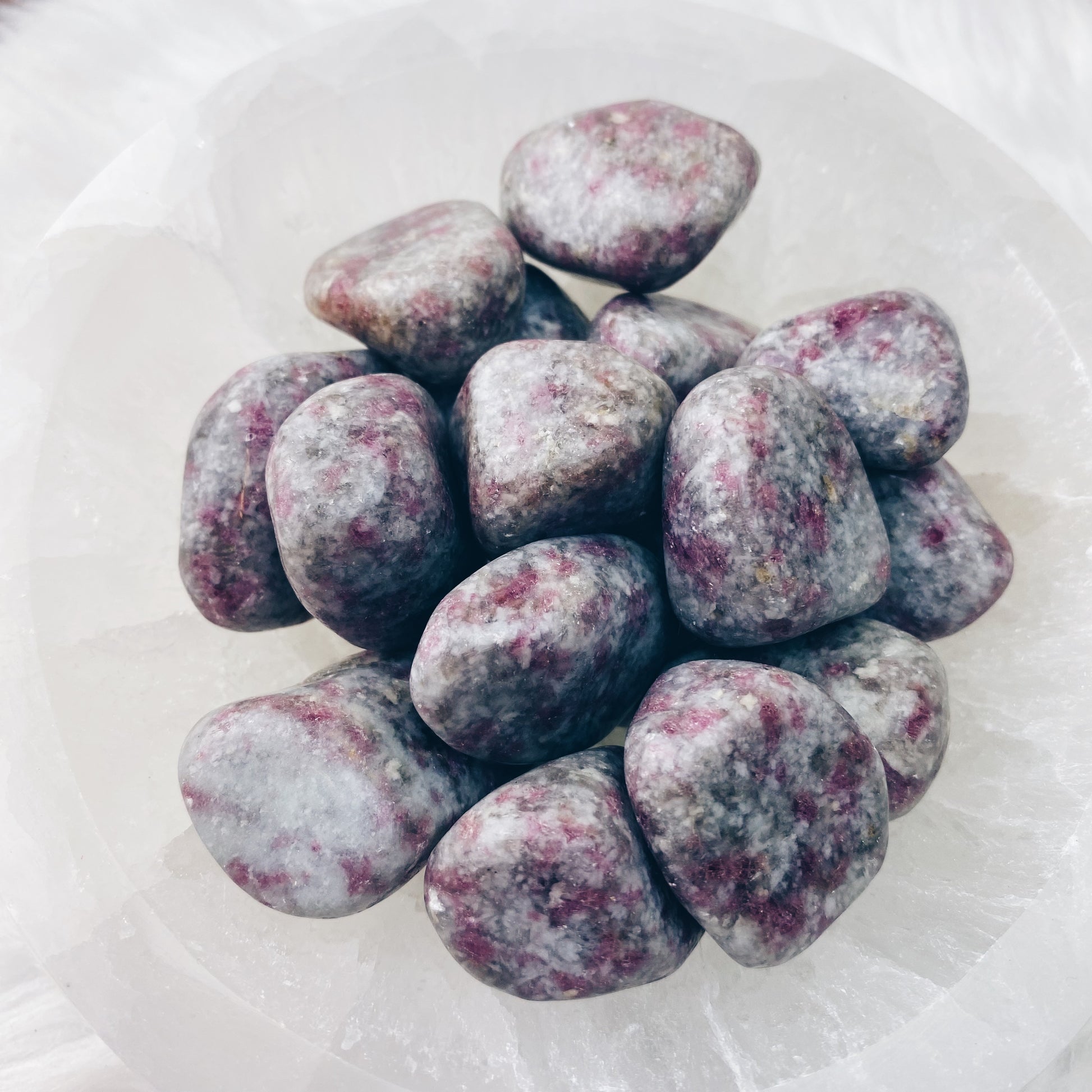 Pink Tourmaline in Quartz Tumbled Stones - The Bead N Crystal & Enclave Gems