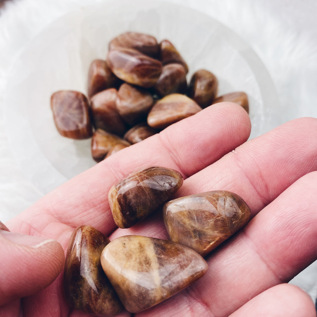 Golden Feldspar Tumbled Stones - The Bead N Crystal & Enclave Gems