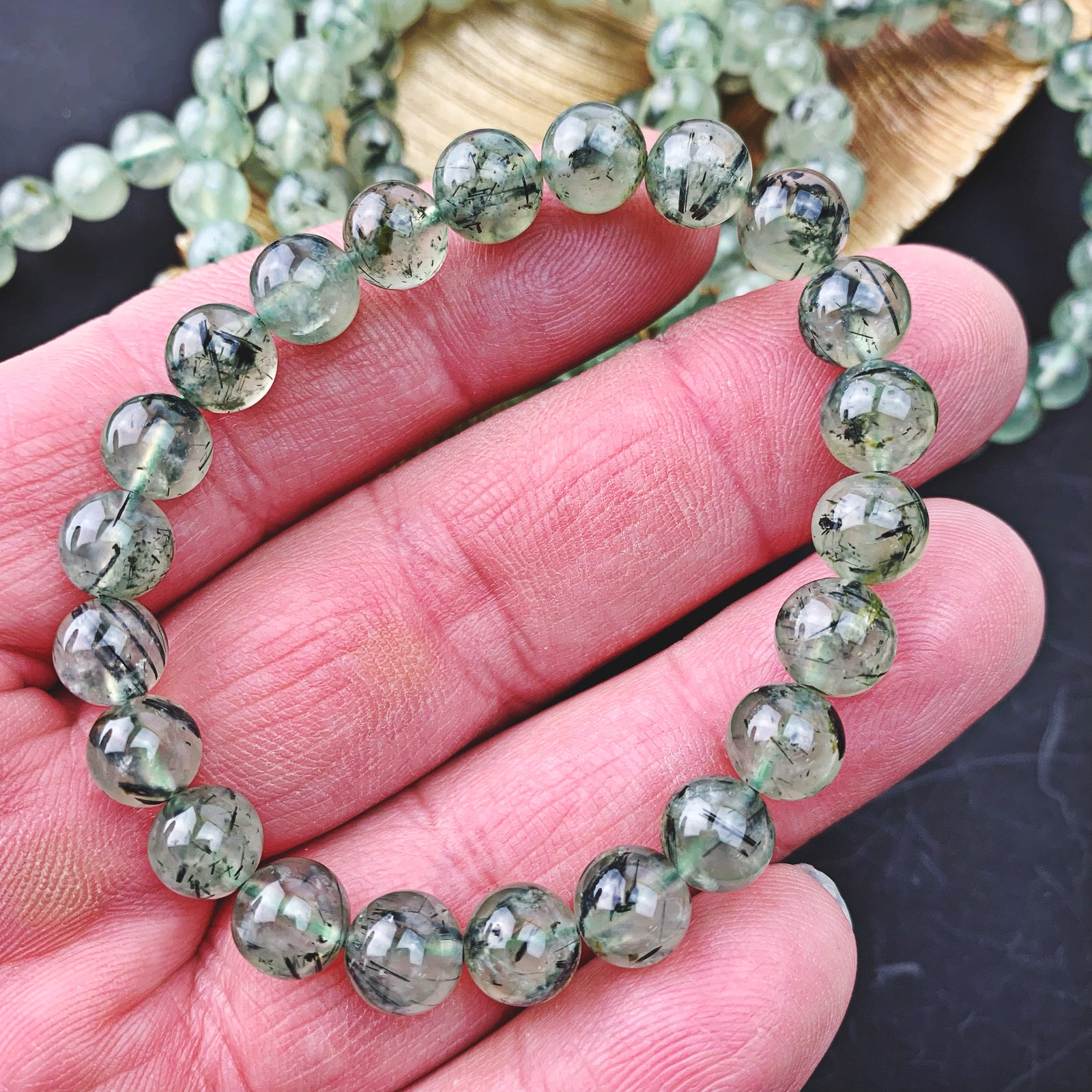 Prehinite Stretch Bracelet 8 mm - The Bead Shoppe & Enclave Gems