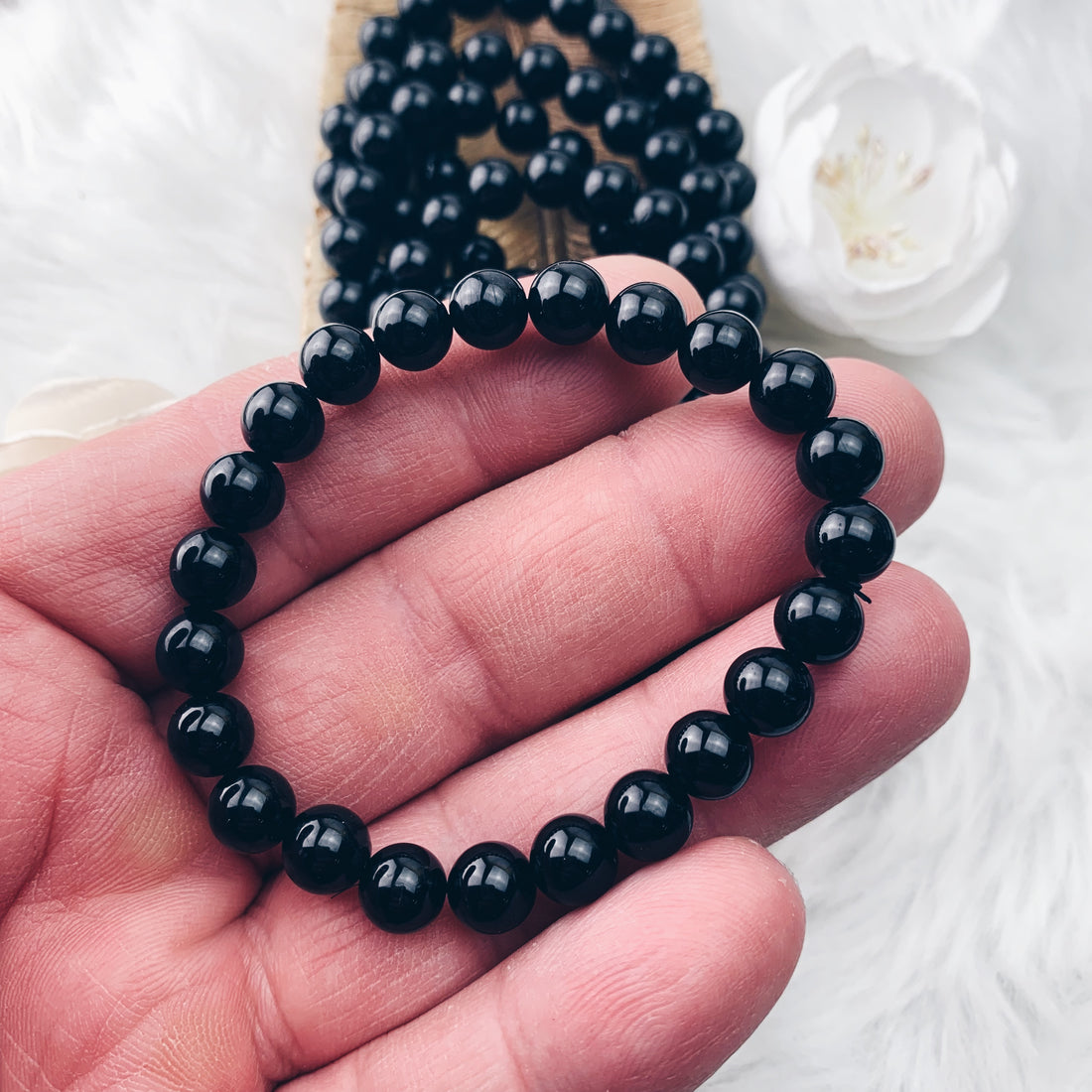 Shungite Stretch Bracelet 8 mm - The Bead Shoppe & Enclave Gems