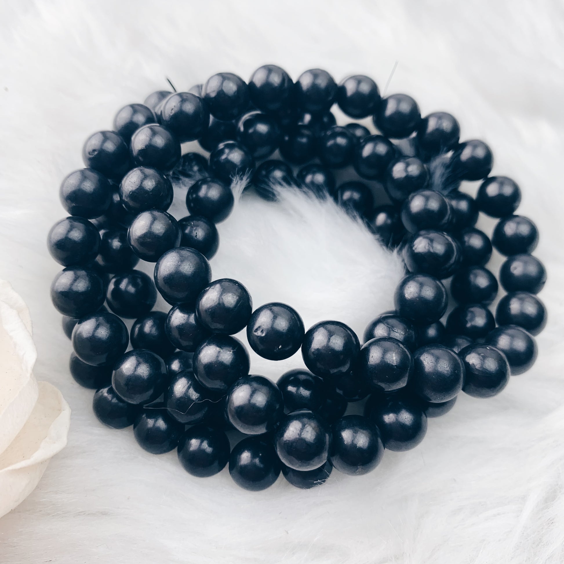 Shungite Stretch Bracelet 8 mm - The Bead Shoppe & Enclave Gems