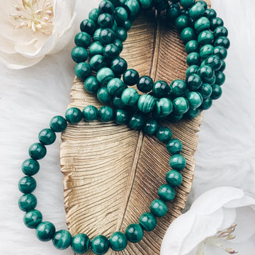 Malachite Stretch Bracelet 8 mm - The Bead Shoppe & Enclave Gems