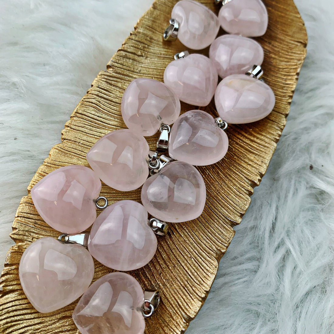 Rose Quartz Heart Pendant (942) - The Bead Shoppe & Enclave Gems