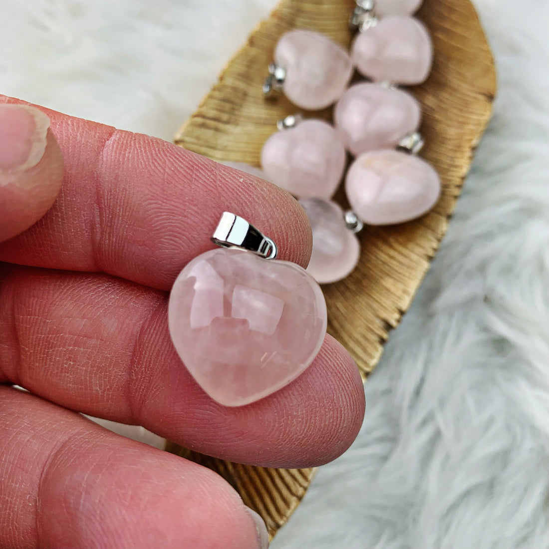 Rose Quartz Heart Pendant (942) - The Bead Shoppe & Enclave Gems