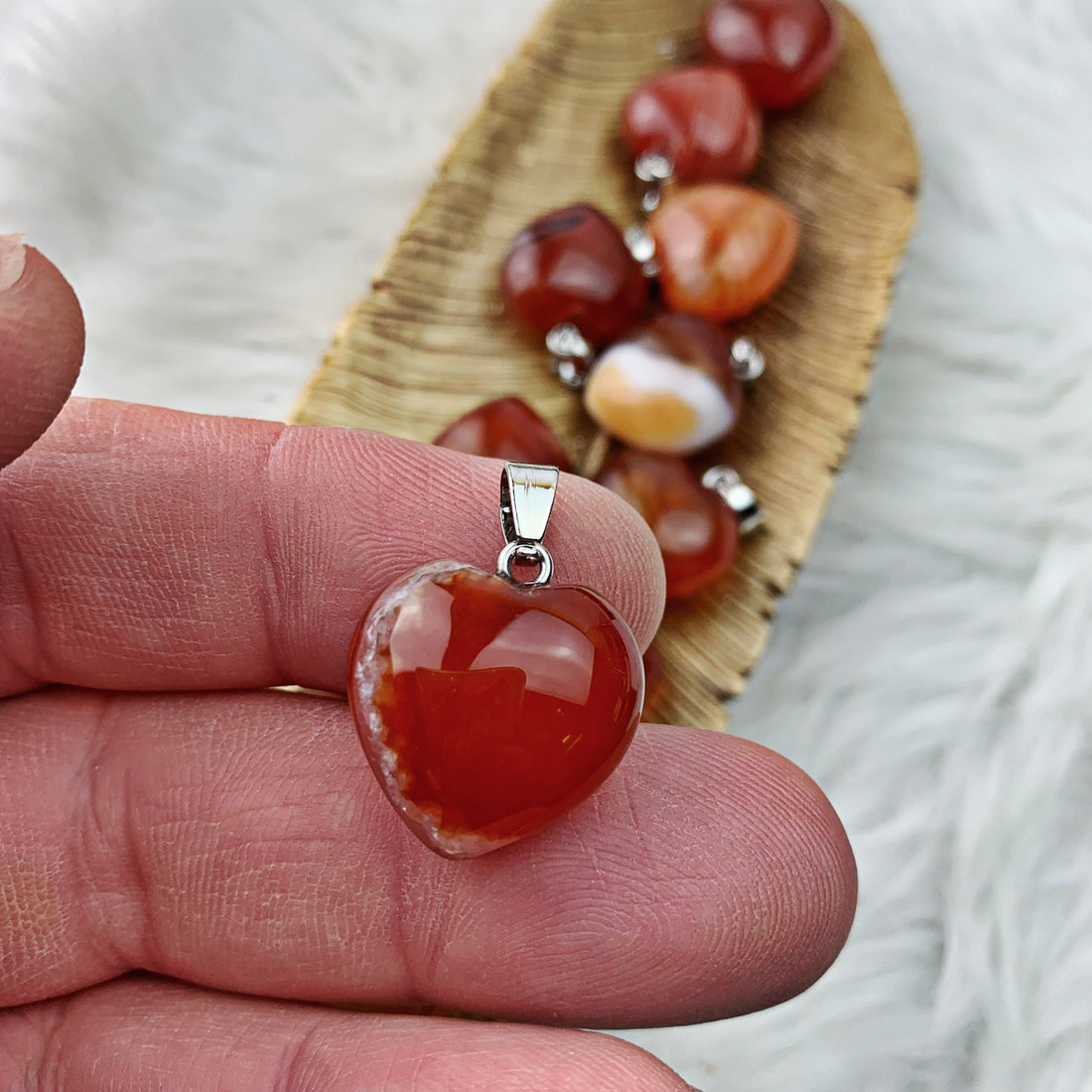 Carnelian Heart Pendant (944) - The Bead Shoppe & Enclave Gems