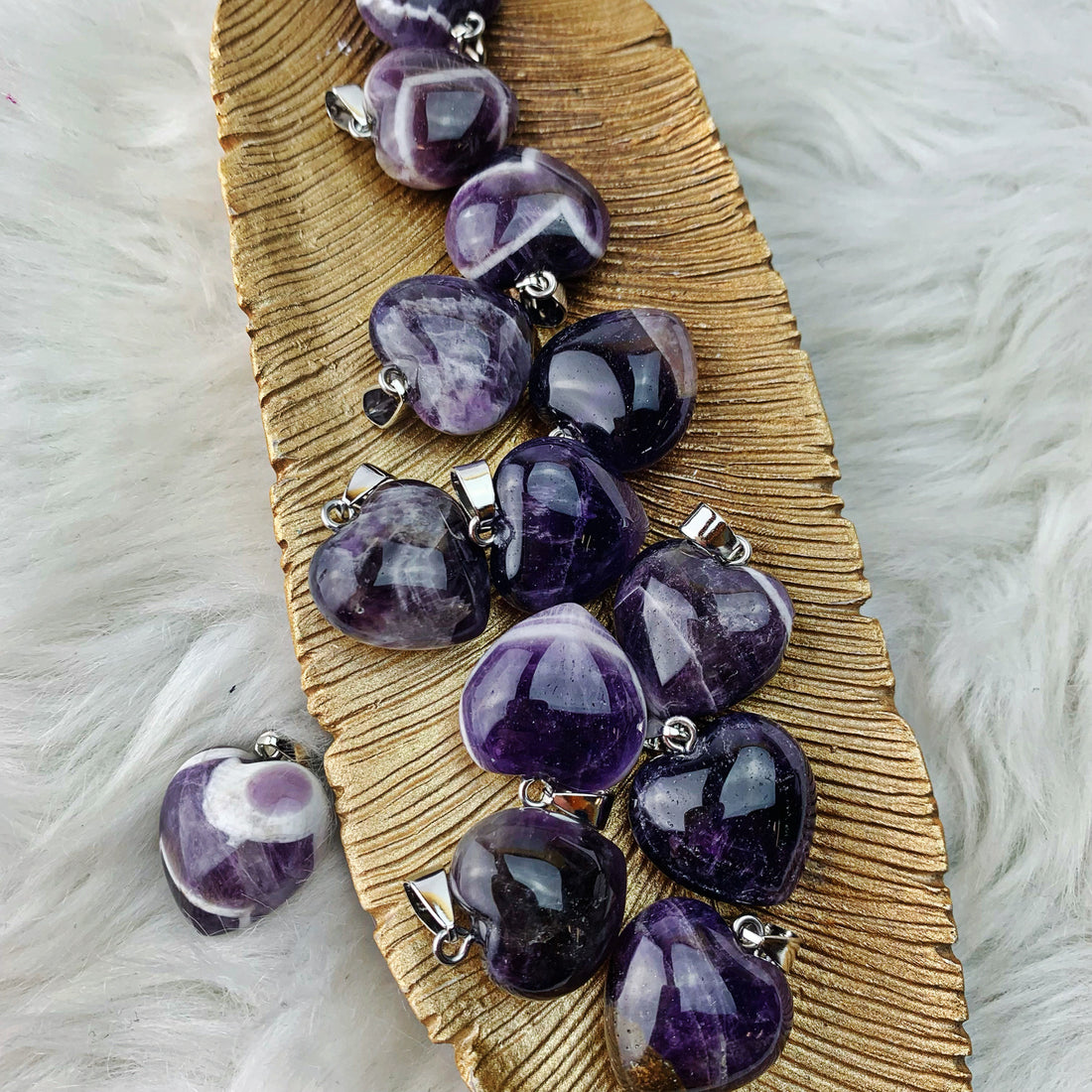 Amethyst Heart Pendant (943) - The Bead Shoppe & Enclave Gems