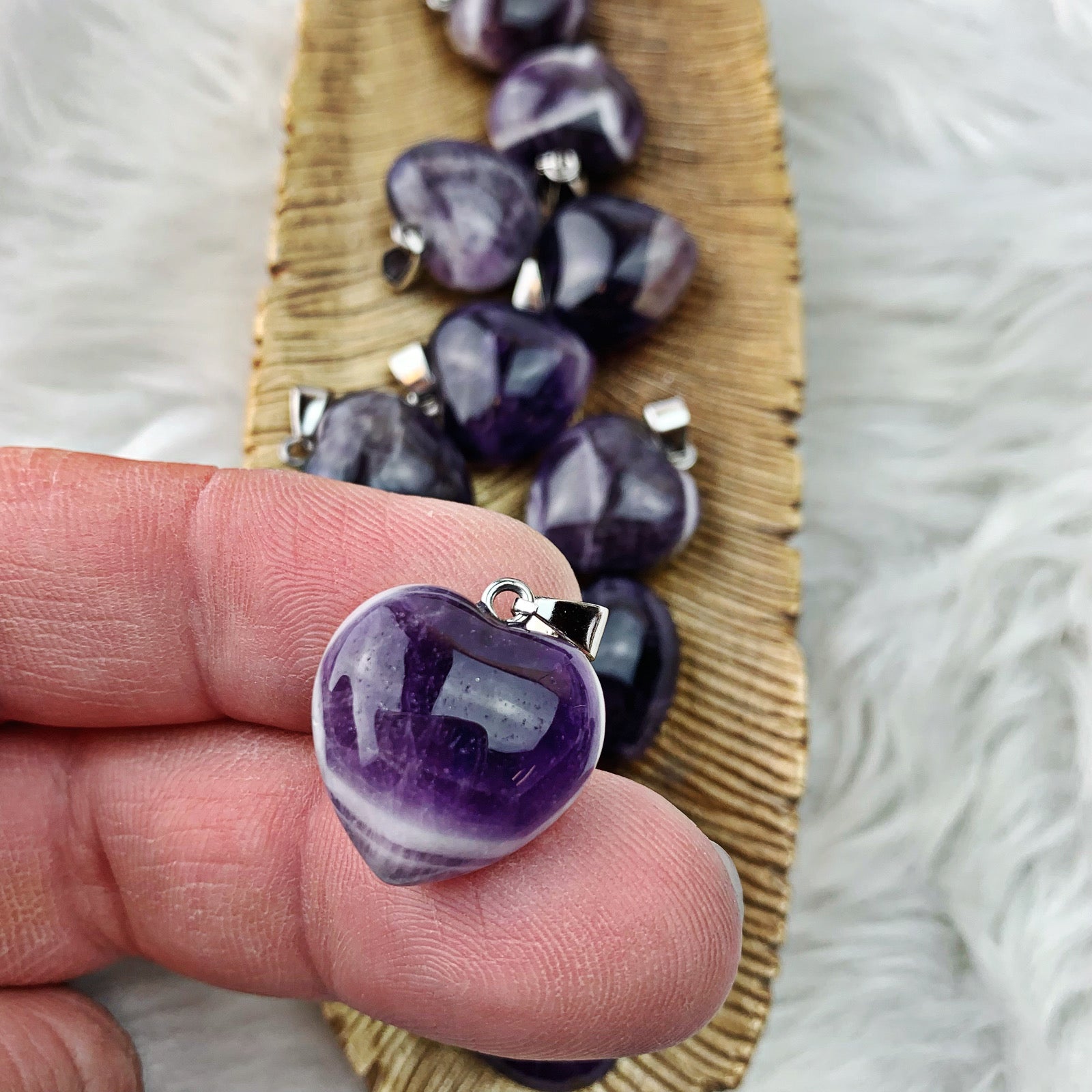 Amethyst Heart Pendant (943) - The Bead Shoppe & Enclave Gems