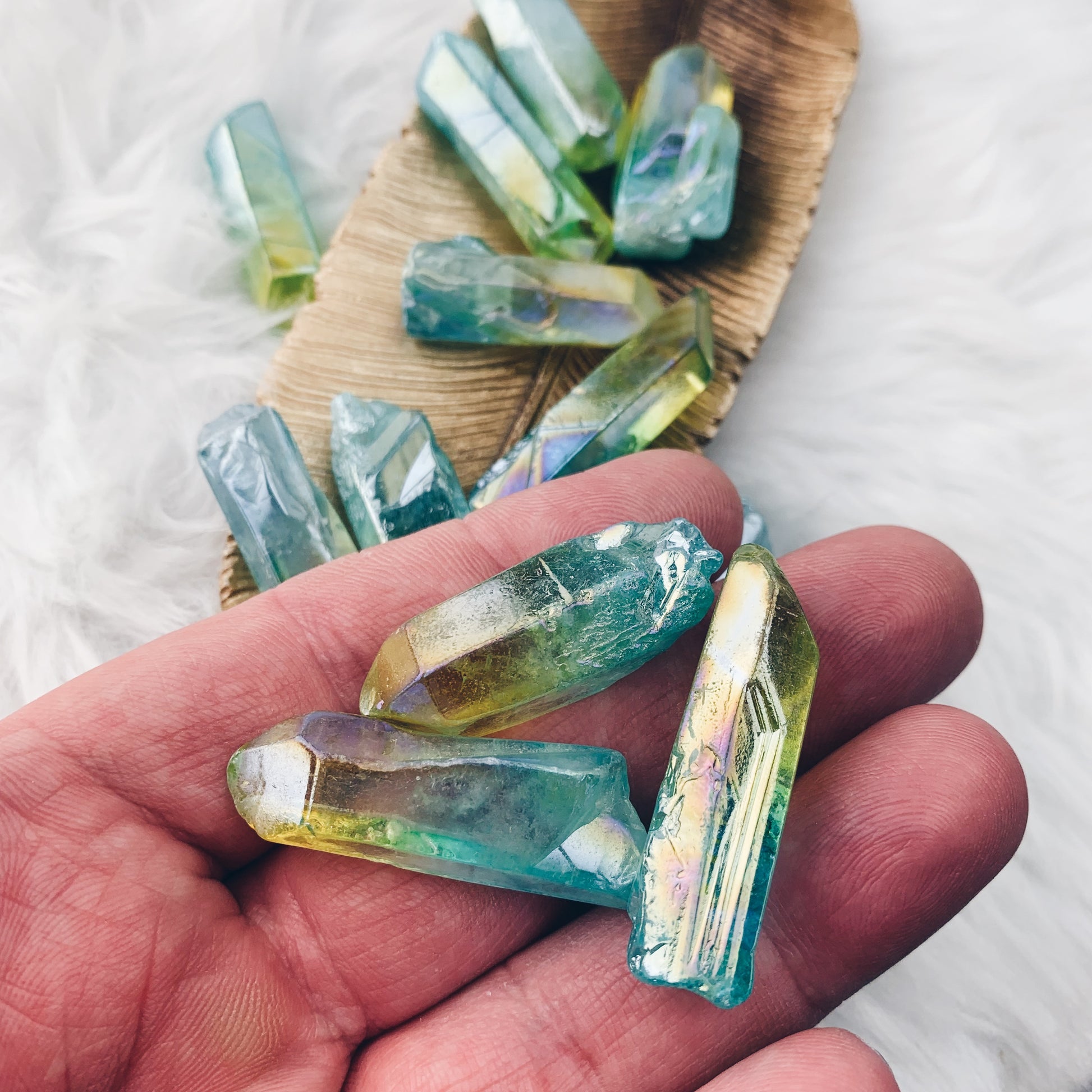 Blue/Yellow Aura Quartz Point (961) - The Bead Shoppe & Enclave Gems