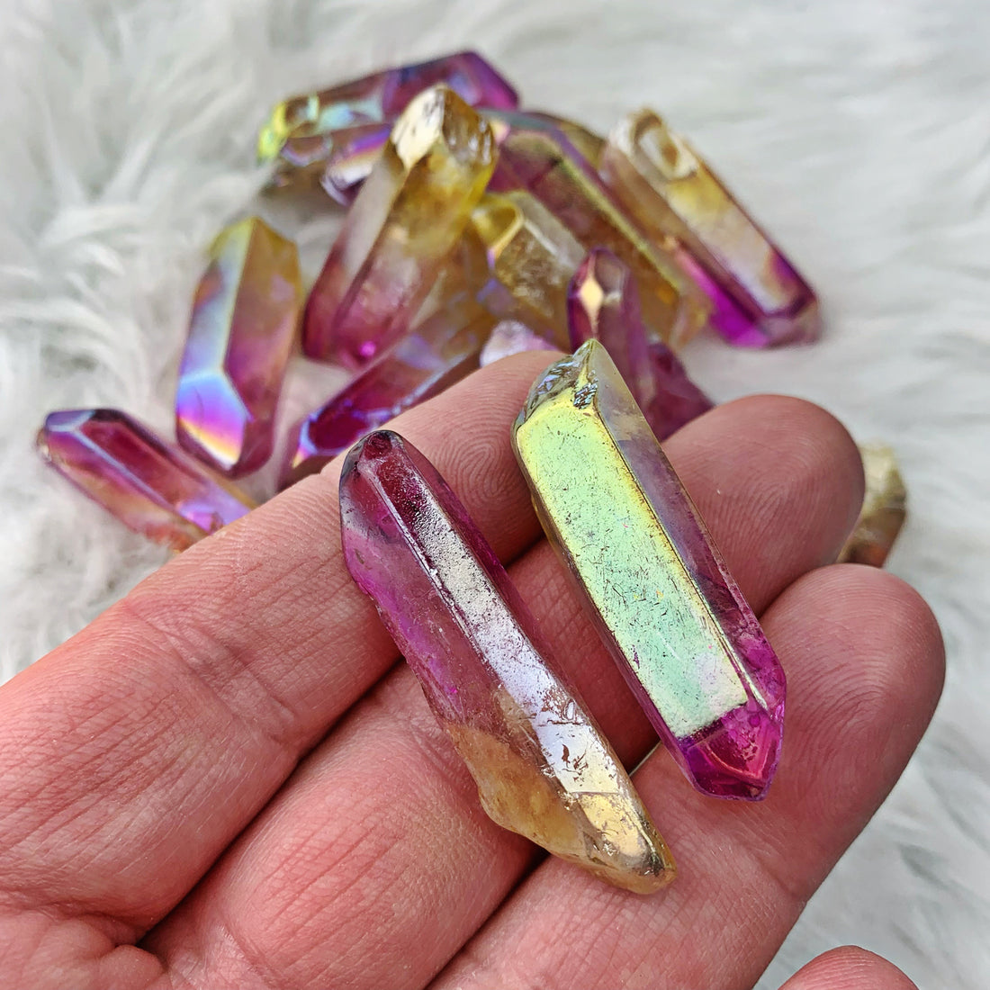 Pink/Yellow Aura Quartz Point (960) - The Bead Shoppe & Enclave Gems