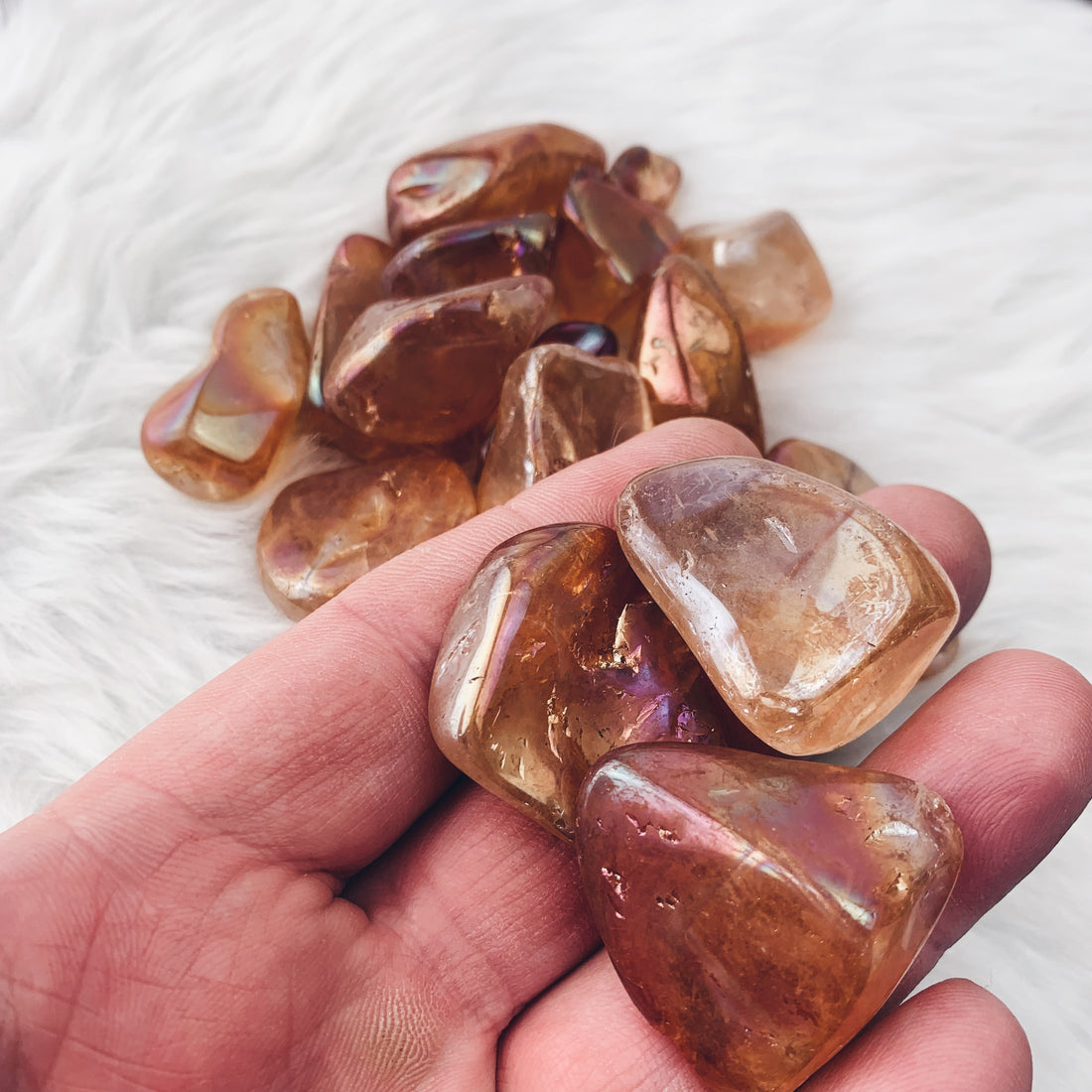 Champagne Aura Quartz Tumbled Stone (967) - The Bead Shoppe & Enclave Gems