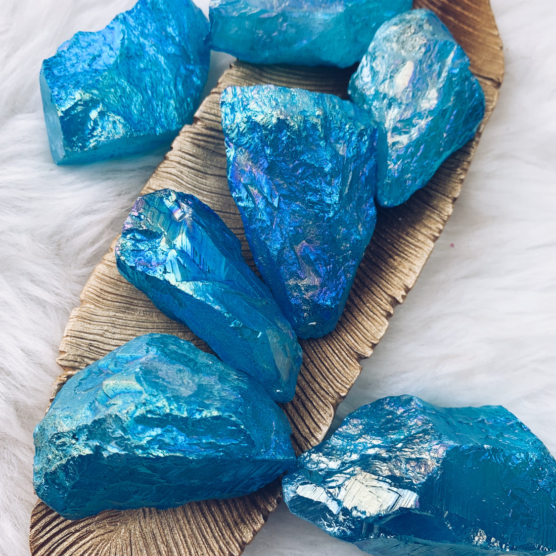 Aqua Aura Quartz Points (965) - The Bead Shoppe & Enclave Gems