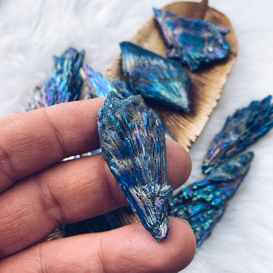 Blue Kyanite Free-Form (Titanium Coated) (963) - The Bead Shoppe & Enclave Gems