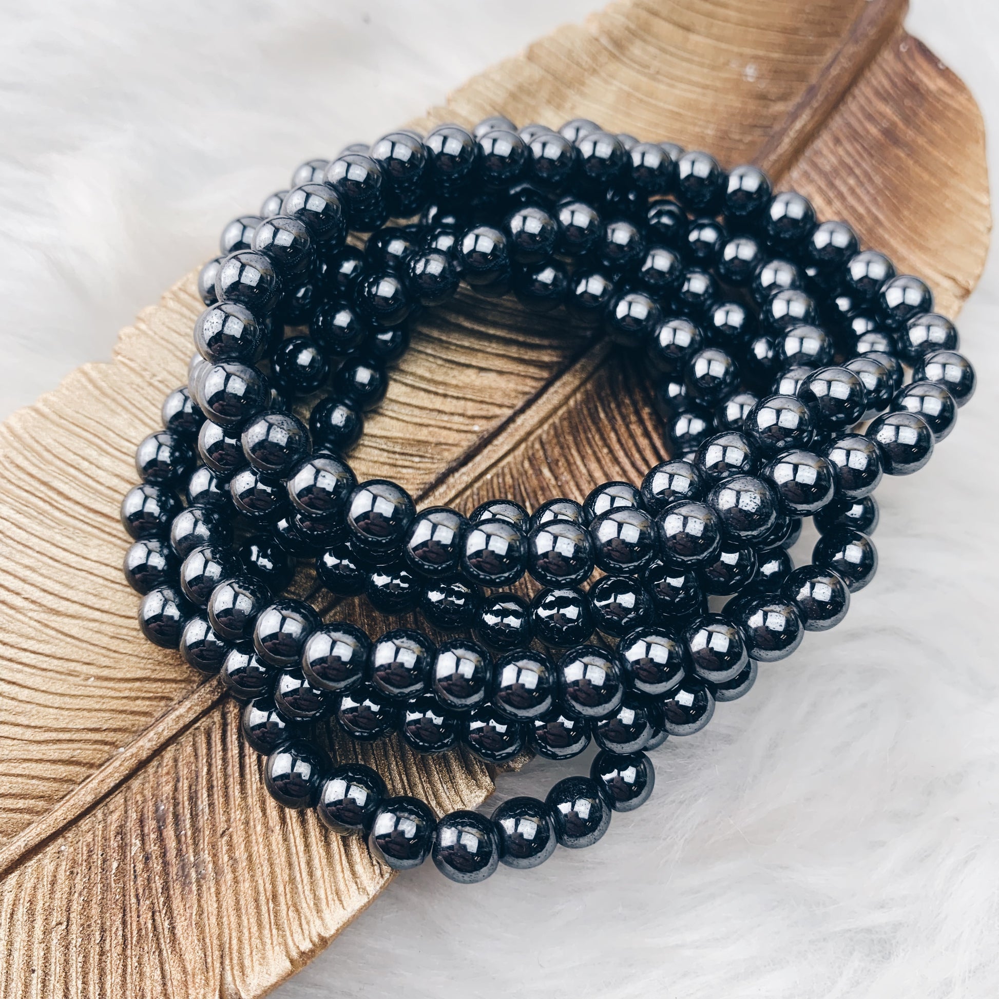 Hematite Stretch Bracelet 6 mm - The Bead Shoppe & Enclave Gems