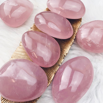 Rose Quartz (Madagascar) Palm Stone (993) - The Bead Shoppe & Enclave Gems