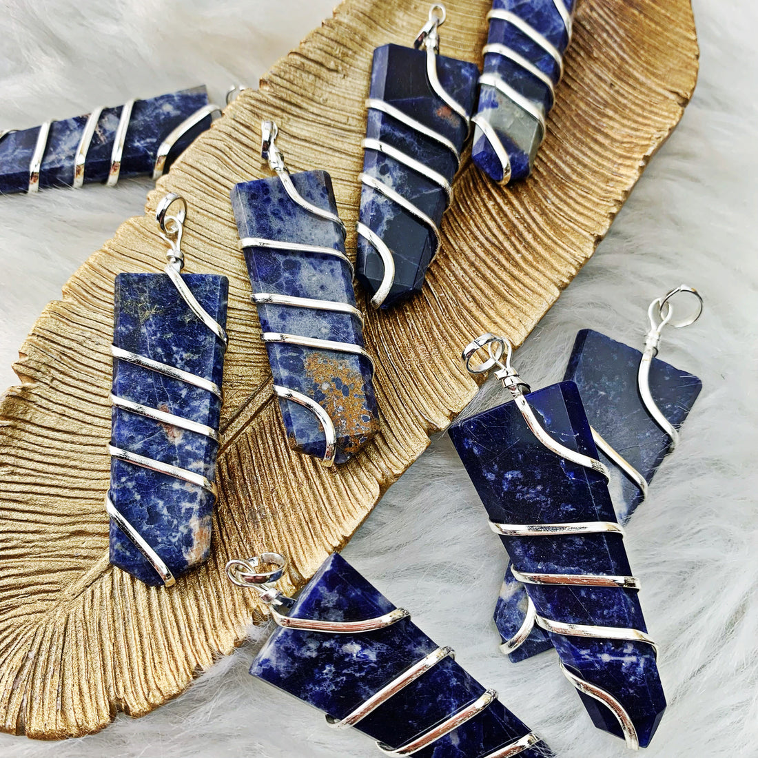 Sodalite Wire-Wrapped Pendant (994) - The Bead Shoppe & Enclave Gems