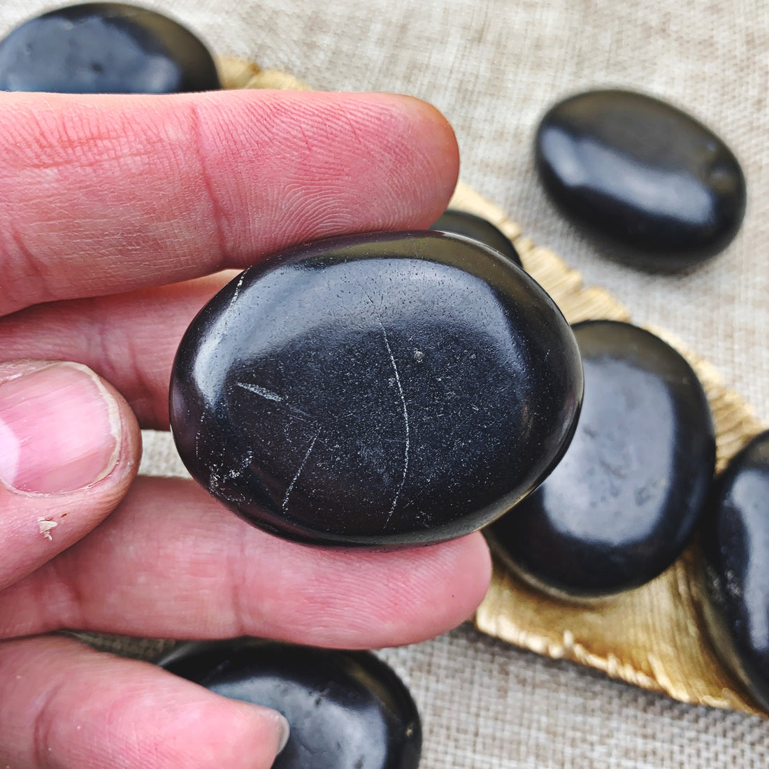 Shungite Palm Stones (253) - The Bead N Crystal & Enclave Gems