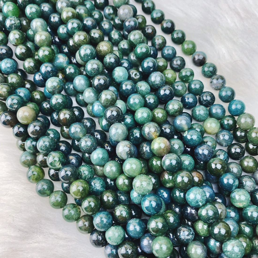 Moss Agate 8 mm - The Bead N Crystal & Enclave Gems