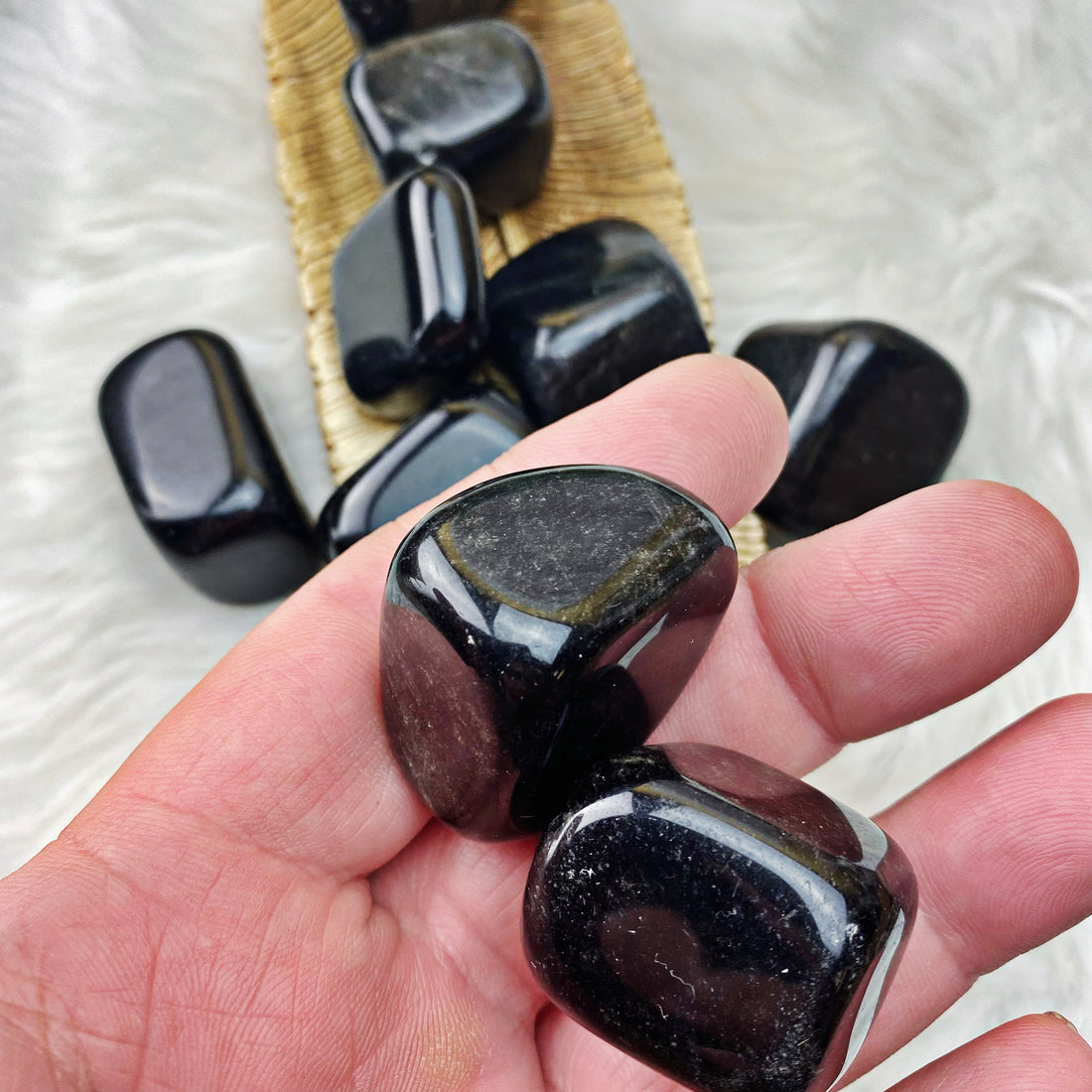 Obsidian Tumbled Stones (54) - The Bead N Crystal & Enclave Gems