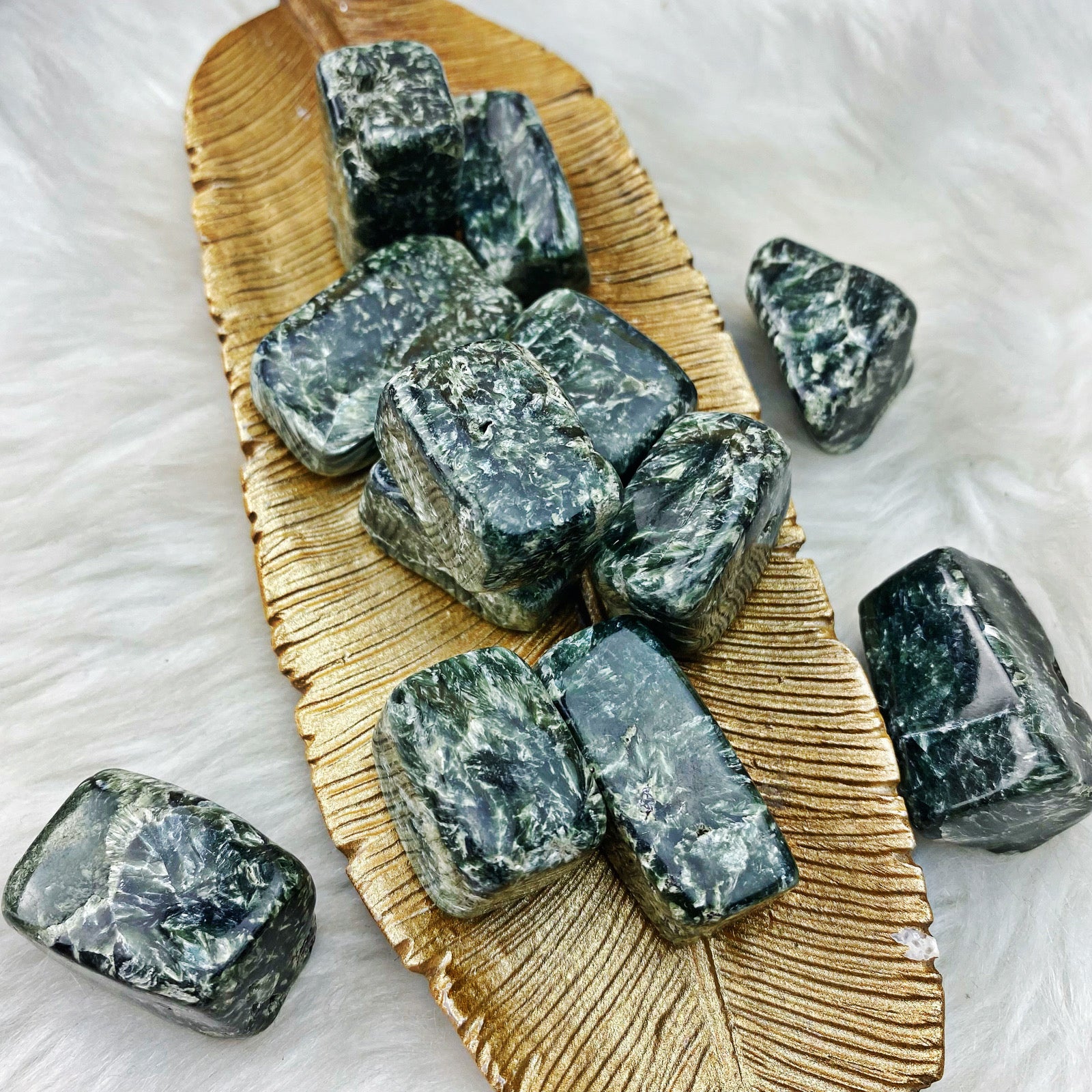 Seraphinite Tumbled Stones (56) - The Bead N Crystal & Enclave Gems